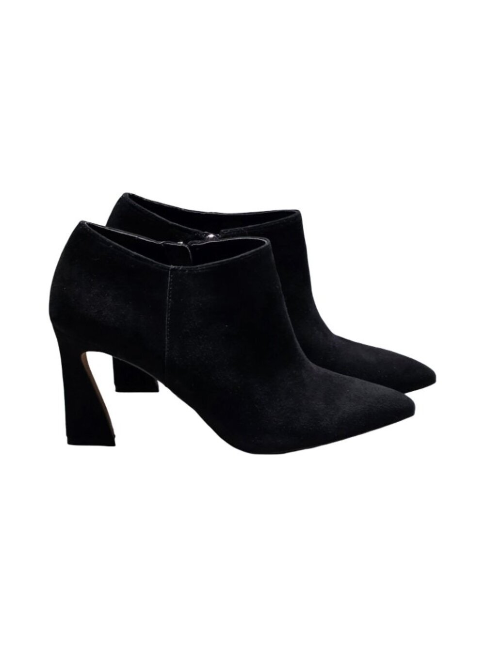 Women's - Vince Camuto Temindal Black Suede Heeled Booties, Size 7 1/2 - Picture 3 of 7